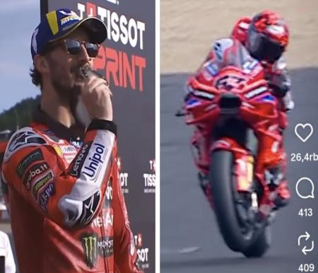Duel Sengit dengan Marquez di Motegi, Bagnaia Sukses Kunci Sprint Race Pertama